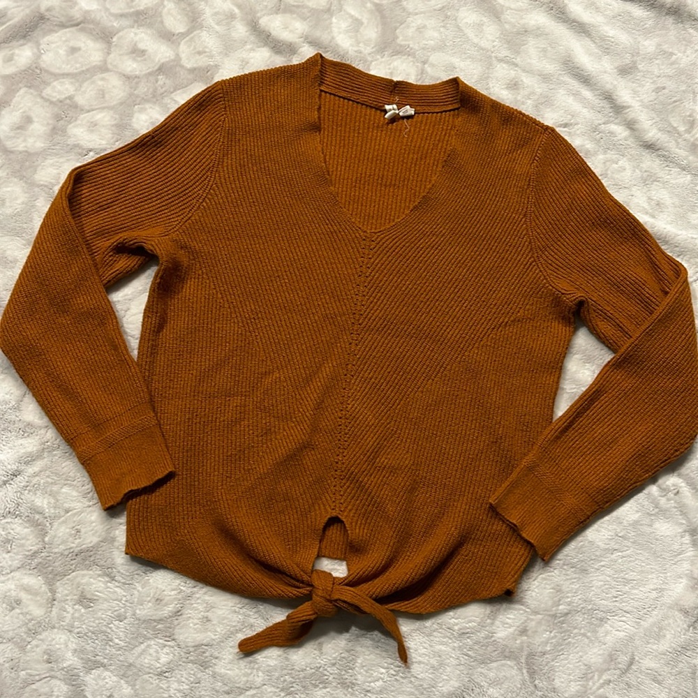 Anthropologie Rust V-Neck Sweater
